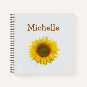 Cute Yellow Sunflower Floral Personalised Notebook