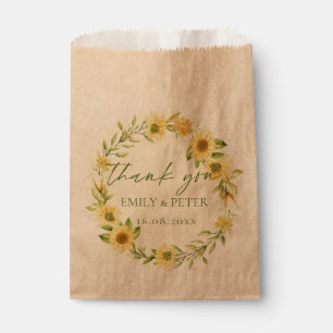 Cute Yellow Sunflower Floral Wedding Thank You Favour Bags