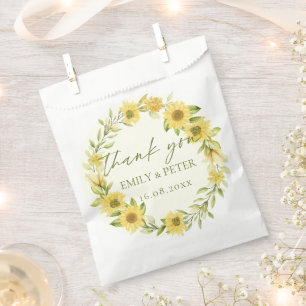 Cute Yellow Sunflower Floral Wedding Thank You Favour Bags