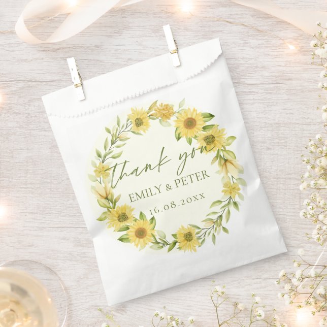Cute Yellow Sunflower Floral Wedding Thank You Favour Bags (Clipped)