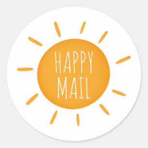 Cute Yellow Sunshine Custom Text Small Business Classic Round Sticker