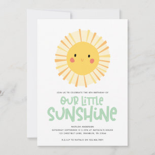 Cute yellow sunshine illustration birthday party