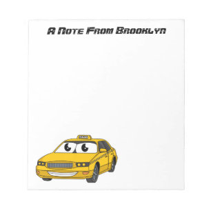 Cute yellow taxi fun cartoon illustration notepad