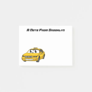 Cute yellow taxi fun cartoon illustration post-it notes