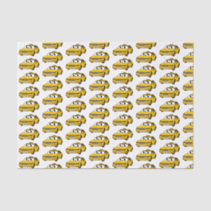 Cute yellow taxi fun cartoon illustration tissue paper