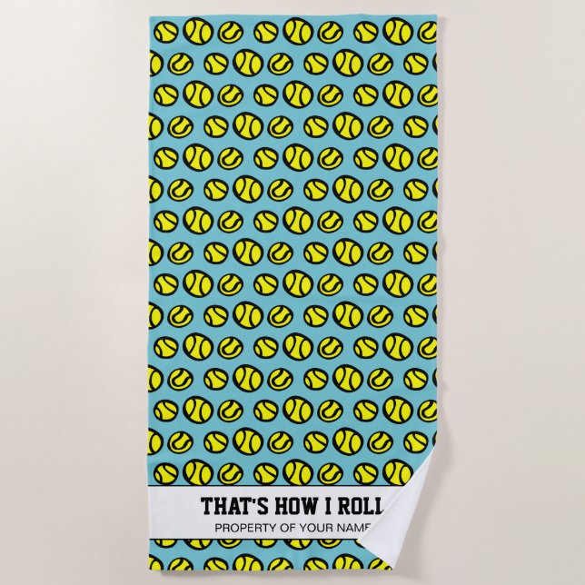Cute yellow tennis ball pattern beach towel gift (Front)