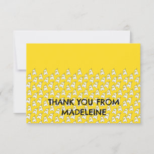 Cute Yellow Trains on Thank You Card