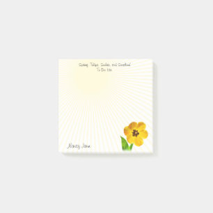 Cute Yellow Tulip Floral Photography To Do List Post-it Notes