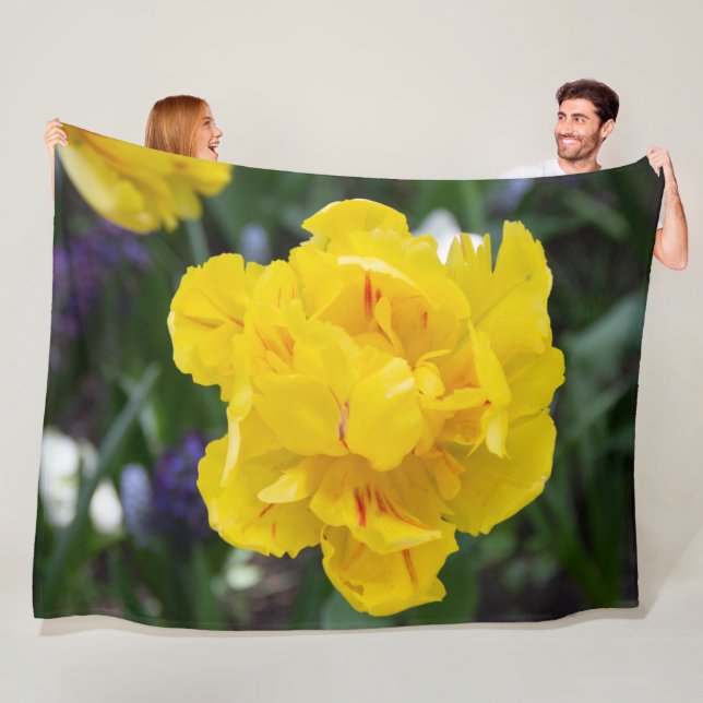 Cute yellow tulips in the garden fleece blanket (In Situ)
