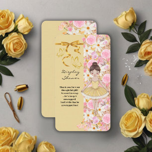 Cute Yellow Tutu Ballerina Butterflies Baby Shower Enclosure Card