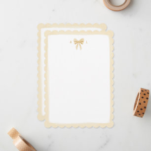 Cute Yellow Watercolour Bow + Border Personalised Card