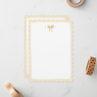 Cute Yellow Watercolour Bow + Border Personalised Card