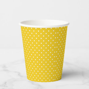 Cute Yellow White Polka Dots Pattern Paper cup