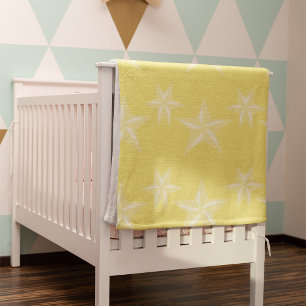 Cute yellow white starfish pattern fleece blanket
