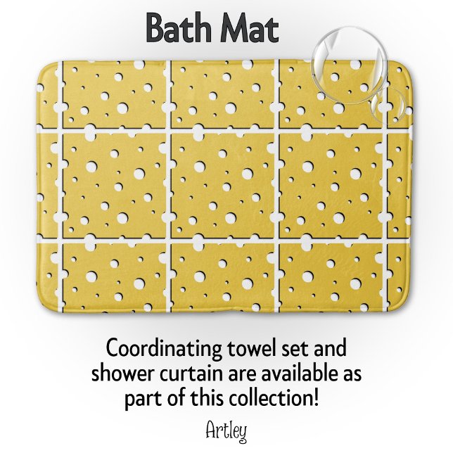 Cute Yellow White Swiss Cheese Slices  Bath Mat (Creator Uploaded)