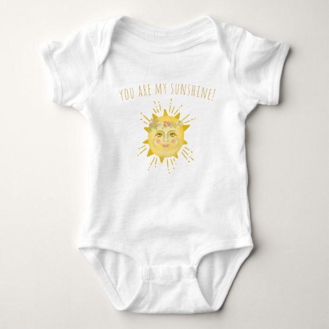 Cute Yellow You Are My Sunshine Baby Shower Gift Bodysuit (Front)