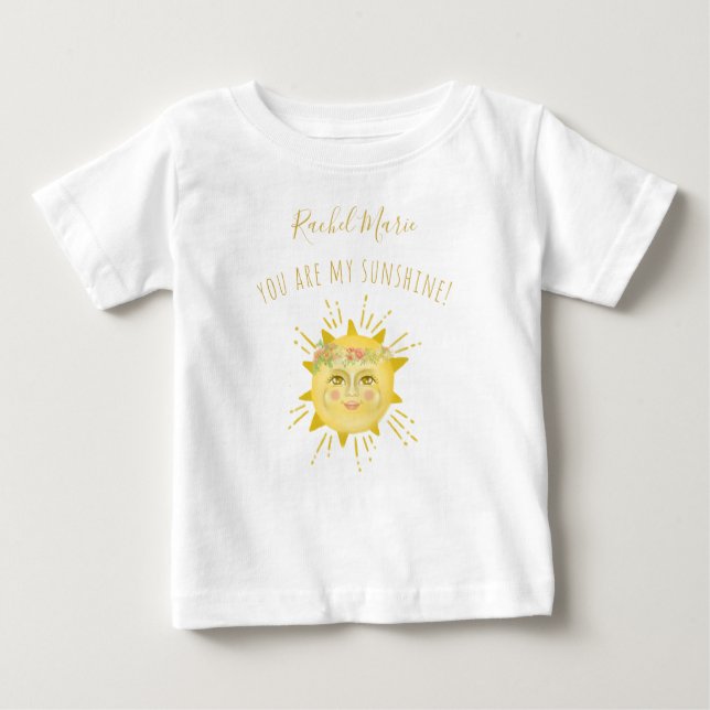 Cute Yellow You Are My Sunshine Baby Shower Gift T-Shirt (Front)