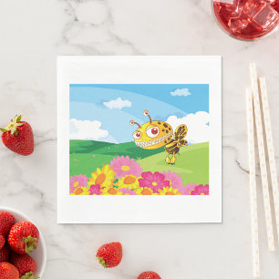  Cute Yet Creepy Monster Bee in a Flower Field  Napkin