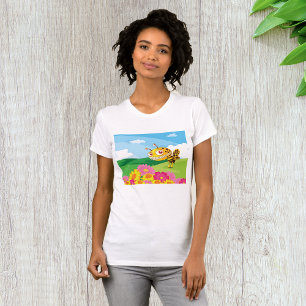 Cute Yet Creepy Monster Bee in a Flower Field T-Shirt