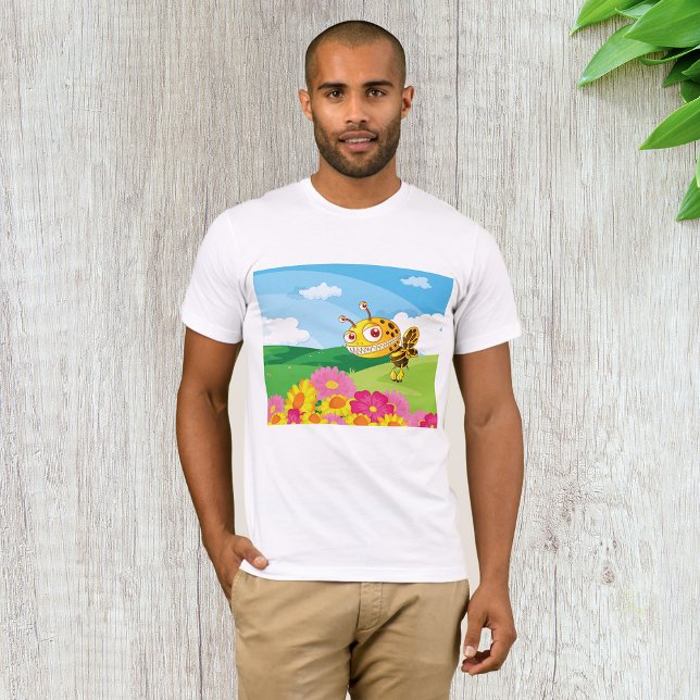  Cute Yet Creepy Monster Bee in a Flower Field  T-Shirt (Creator Uploaded)