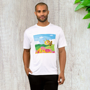 Cute Yet Creepy Monster Bee in a Flower Field T-Shirt