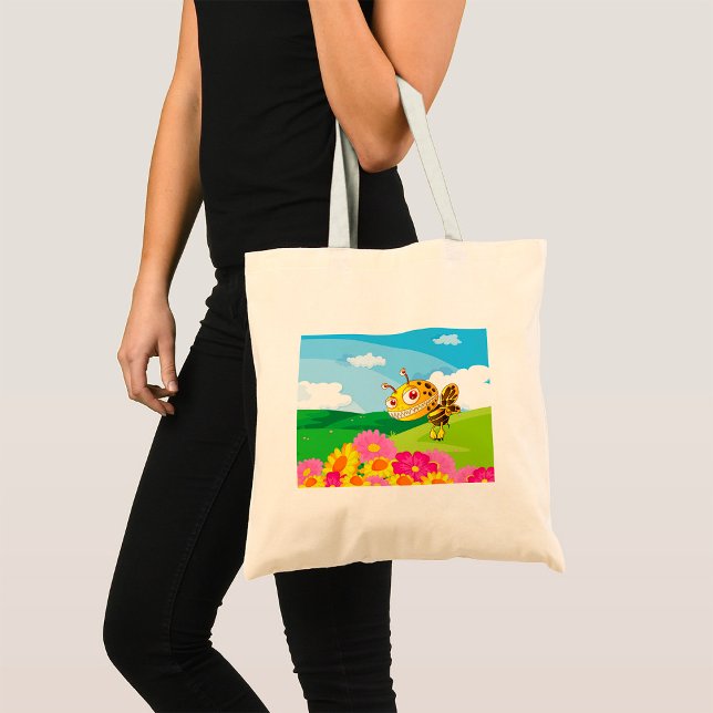  Cute Yet Creepy Monster Bee in a Flower Field  Tote Bag (Creator Uploaded)