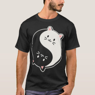 Cute Yin Yang Cats Kawaii Yoga Japan China T-Shirt
