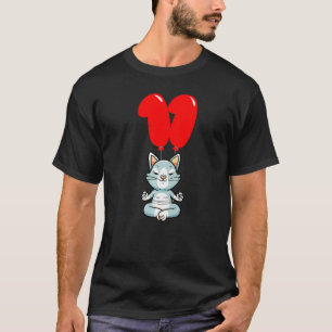 Cute Yoga Cat 11th Birthday Kids Balloon Party T-Shirt