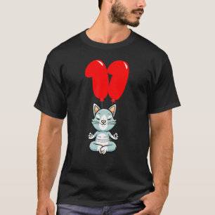 Cute Yoga Cat 11th Birthday Kids Balloon Party T-Shirt
