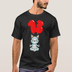 Cute Yoga Cat 13th Birthday Kids Balloon Party T-Shirt