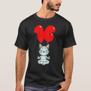 Cute Yoga Cat 16th Birthday Kids Balloon Party T-Shirt