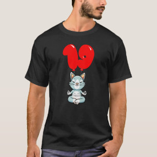 Cute Yoga Cat 19th Birthday Kids Balloon Party T-Shirt