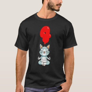 Cute Yoga Cat 4th Birthday Kids Balloon Party T-Shirt