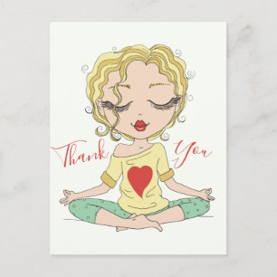 Cute Yoga Girl Thank You   Blonde Hair Postcard