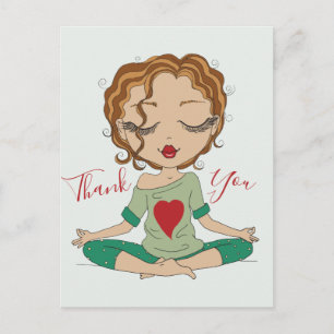 Cute Yoga Girl Thank You   Brown Hair Postcard