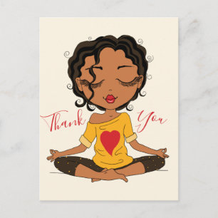 Cute Yoga Girl Thank You Dark Brown Hair Postcard