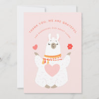 Cute Yoga Llama Baby Shower Thank You Card