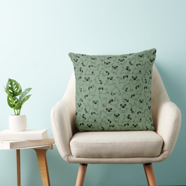 cute yoga pet dog pattern green background cushion (Chair)