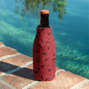 cute yoga pet dog pattern red background bottle cooler