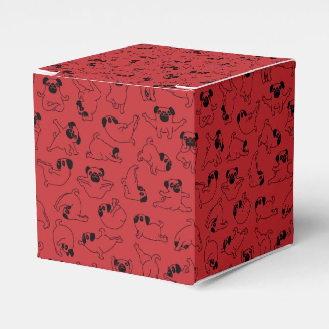 cute yoga pet dog pattern red background favour box (Front Side)