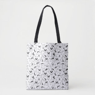 cute yoga pet dog pattern white background tote bag