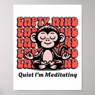 Cute Yoga Pose Meditating Monkey, Beginner Meditat Poster