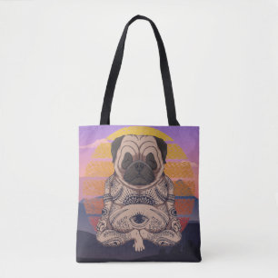 Cute Yoga Pug Tote Bag
