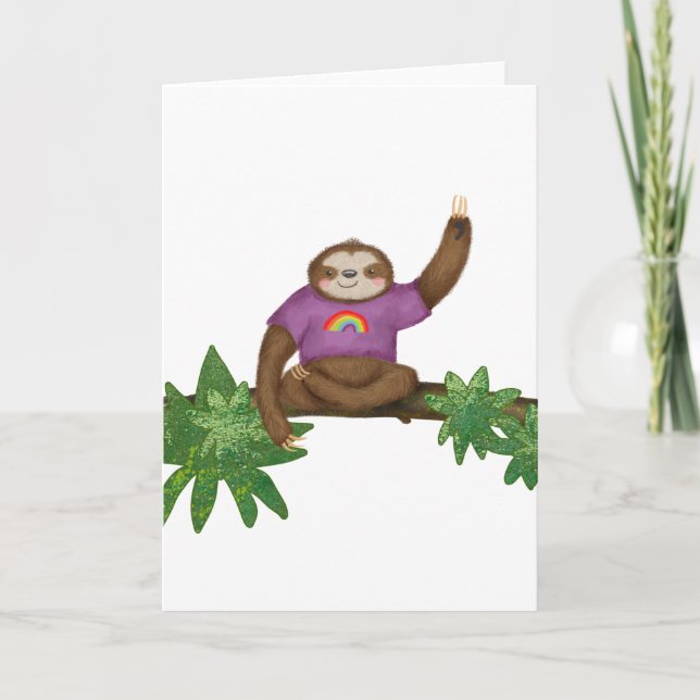Cute yoga sloth blank card (Front)