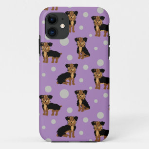 Cute Yorkhire Terrier Yorkie Dog Pattern on Purple Case-Mate iPhone Case