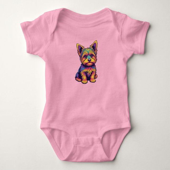 Cute Yorkie Baby Bodysuit (Front)