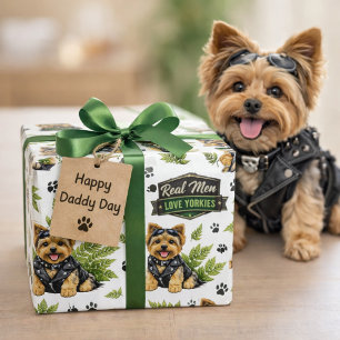 Cute Yorkie Biker Pattern  Wrapping Paper