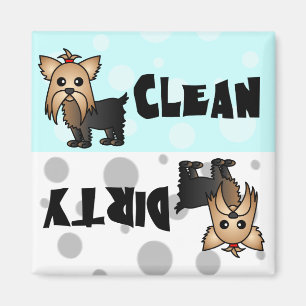 Cute Yorkie Clean / Dirty Dishwasher Magnet