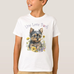 Cute Yorkie Dog Floral T-Shirt