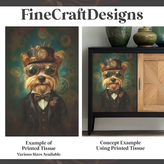 Cute Yorkie In Goggles And Hat Green F7 Decoupage  Tissue Paper (Creator Uploaded)